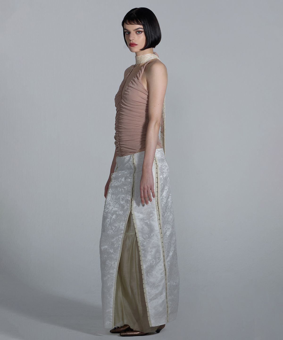 스컬프터(SCULPTOR) Jacquard Layered Skirt White