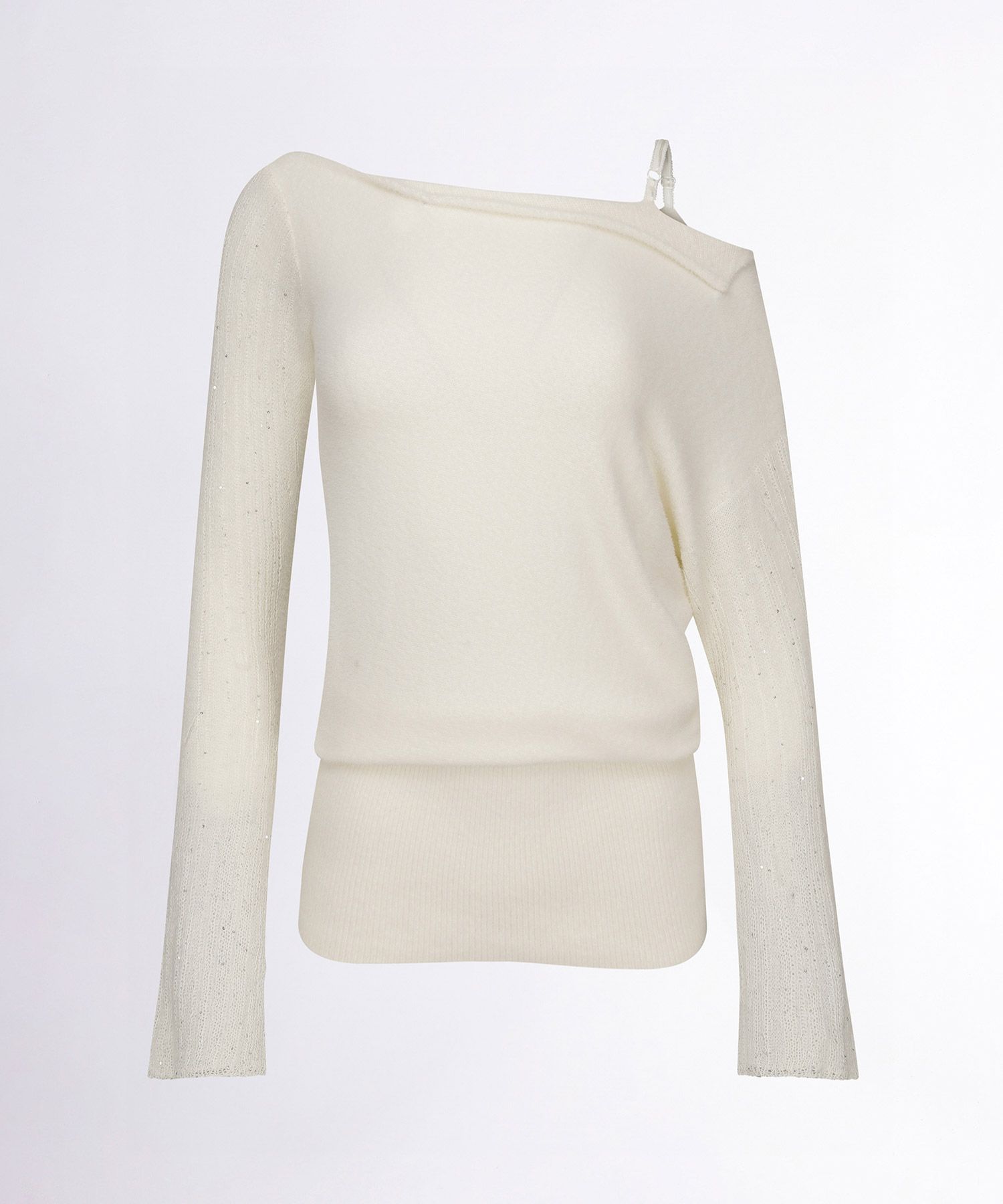 MUSINSA | SCULPTOR Sequin Asymmetric Mini Dress Ivory