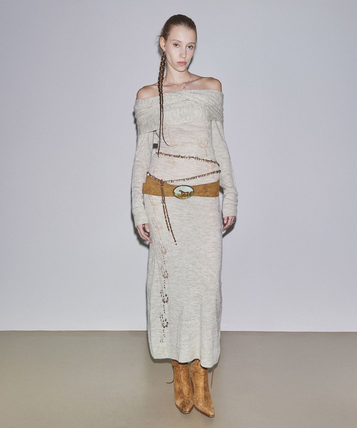 스컬프터(SCULPTOR) 2way Shawl Maxi Dress Pale Green