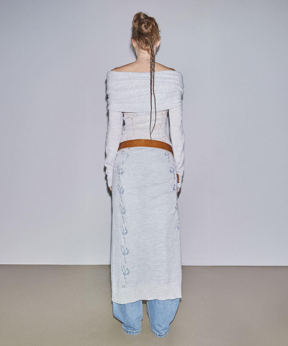 스컬프터(SCULPTOR) 2way Shawl Maxi Dress Pale Gray