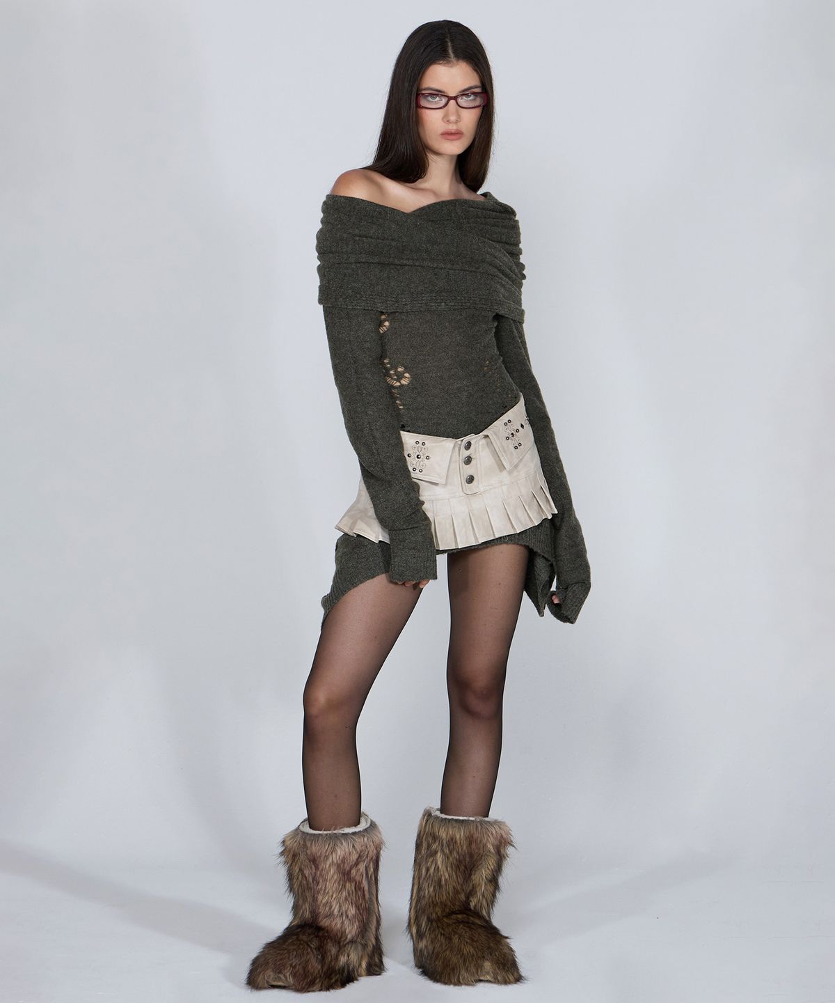 스컬프터(SCULPTOR) 2way Shawl Dress Moss