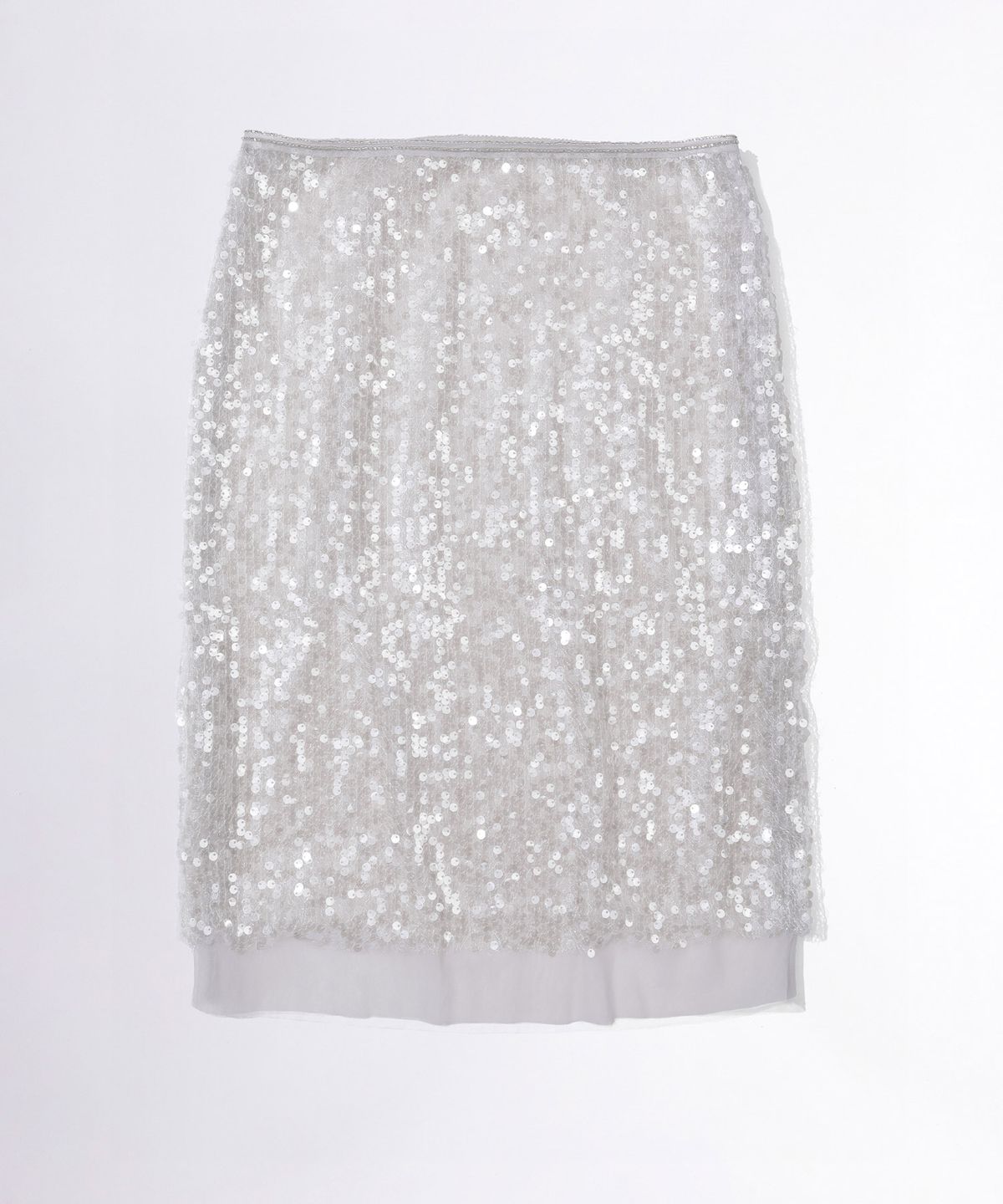 스컬프터(SCULPTOR) Sequin Midi Skirt Ice White