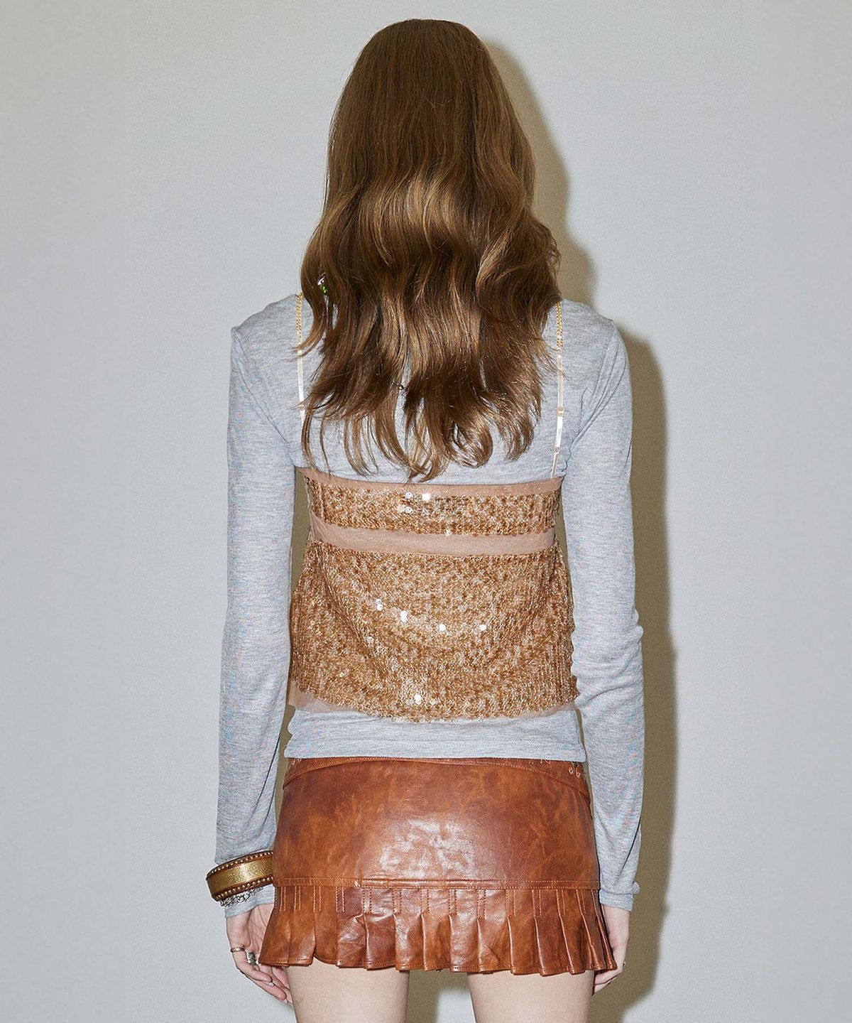 스컬프터(SCULPTOR) Sequin Layered Camisole Brown