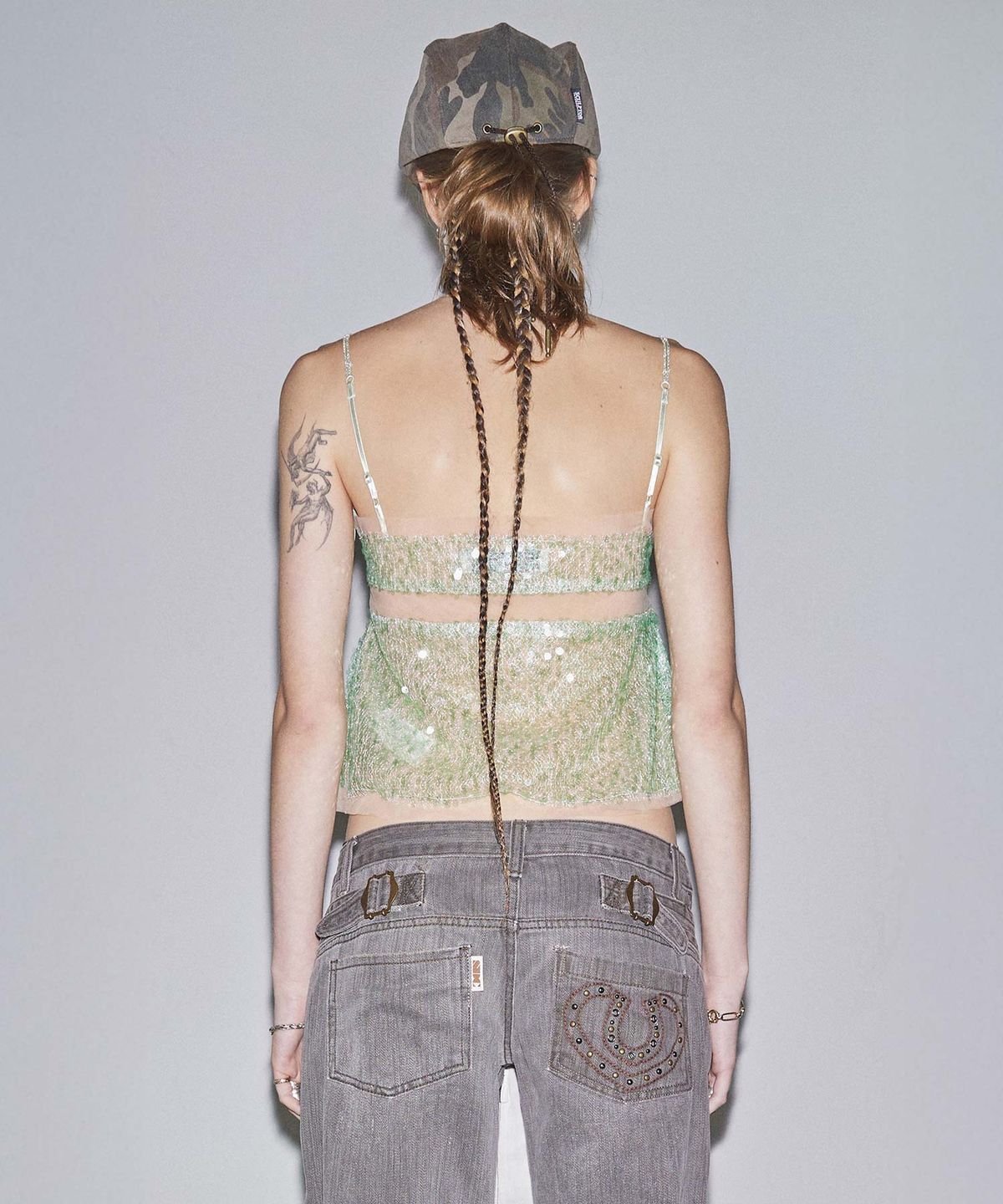 스컬프터(SCULPTOR) Sequin Layered Camisole Green