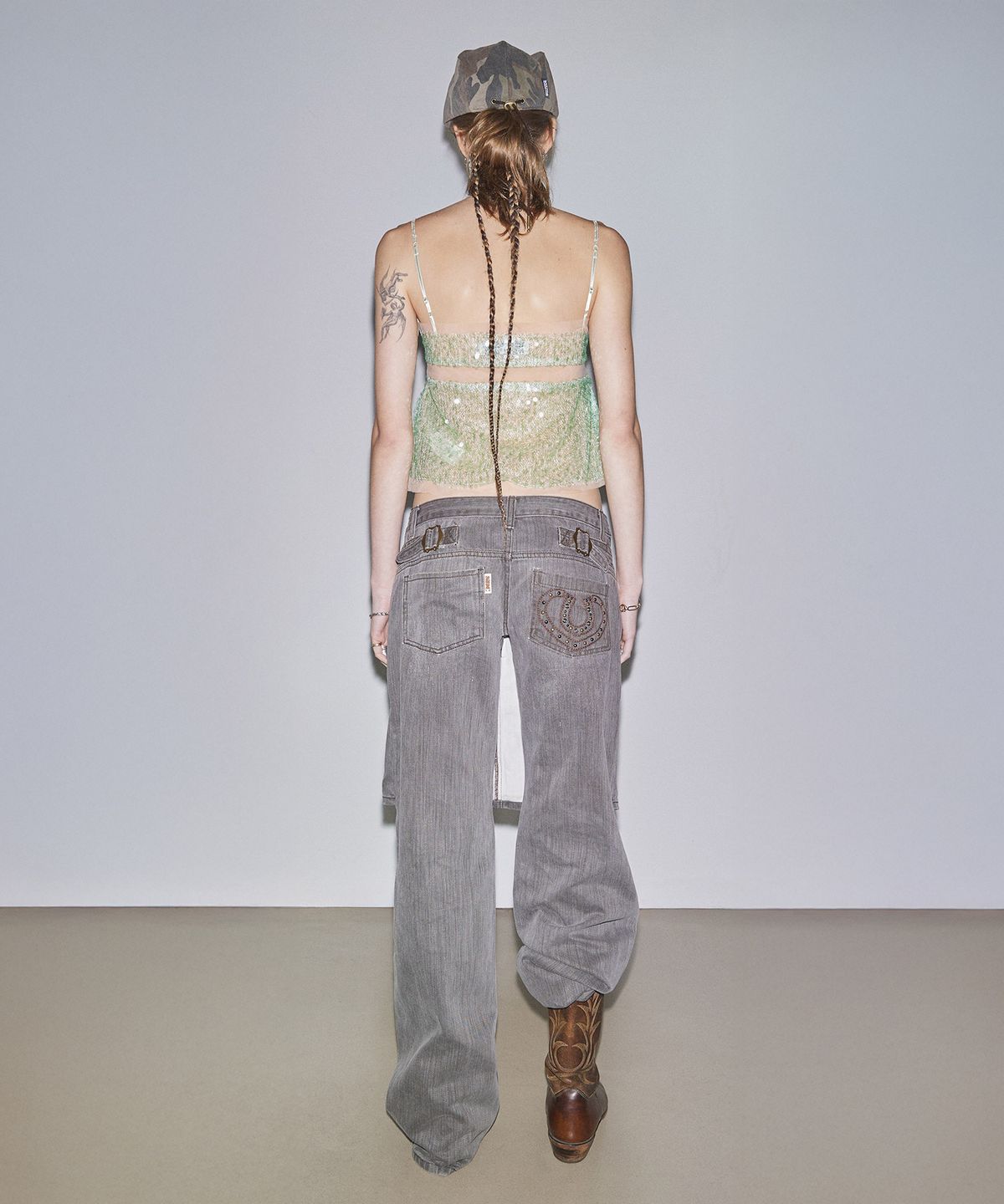 스컬프터(SCULPTOR) Sequin Layered Camisole Green