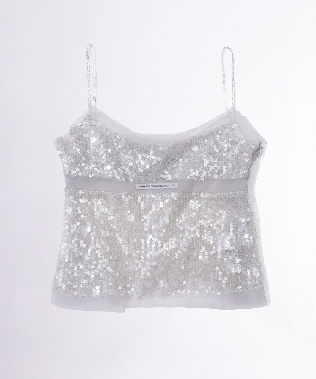 스컬프터(SCULPTOR) Sequin Layered Camisole Ice White