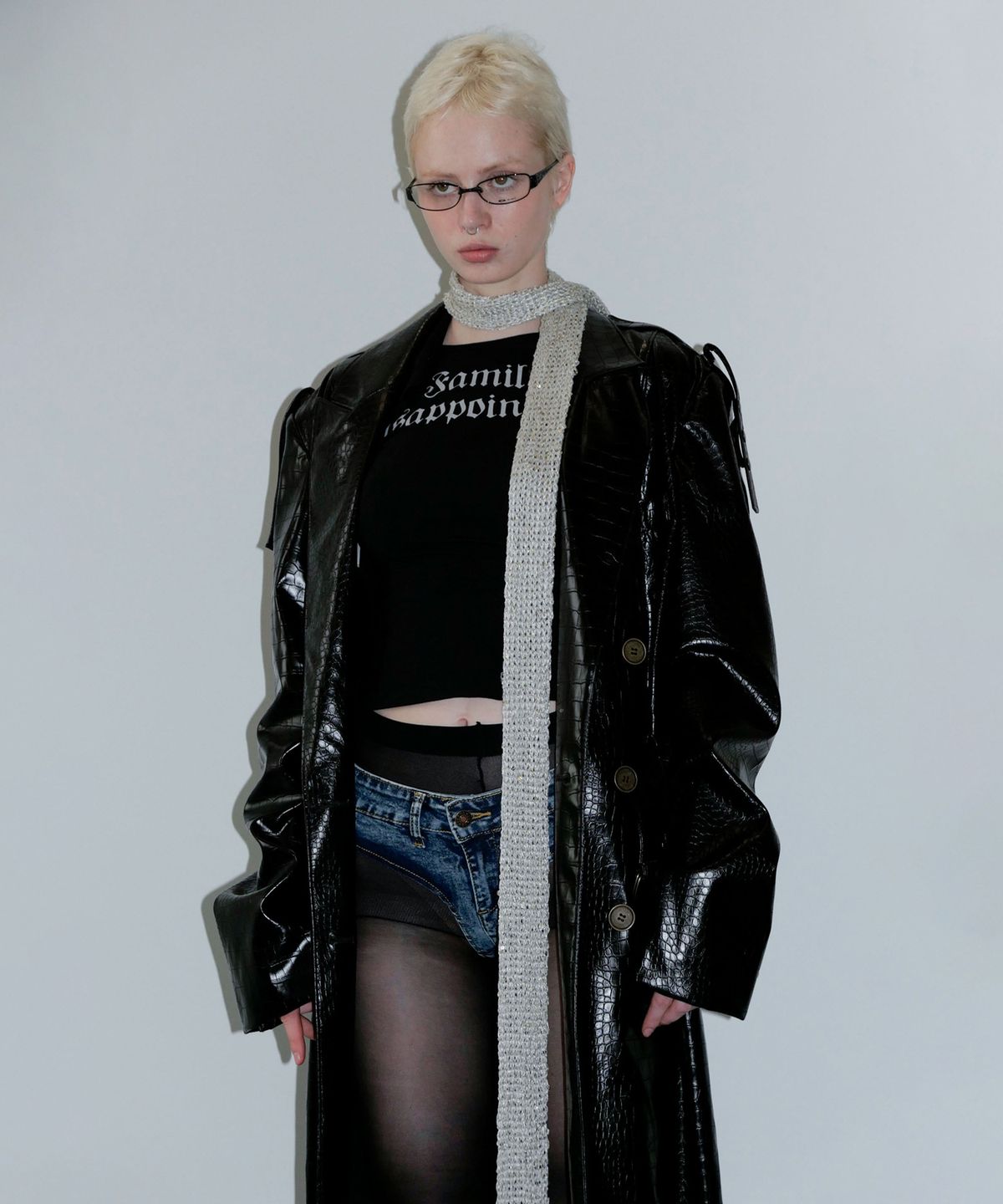 스컬프터(SCULPTOR) 90s Faux Leather Coat Black