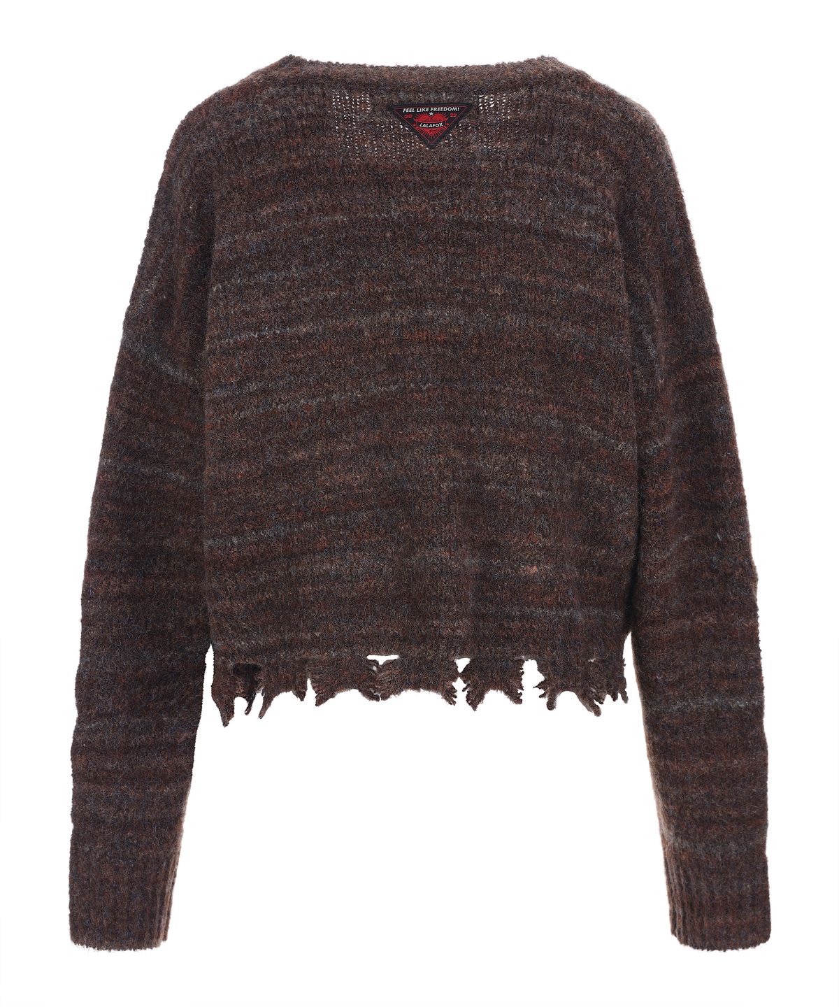 라라폭스(LALAFOX) SIDE SLIT DISTRESSED CARDIGAN BROWN 니트 가디건 BQ4KG008
