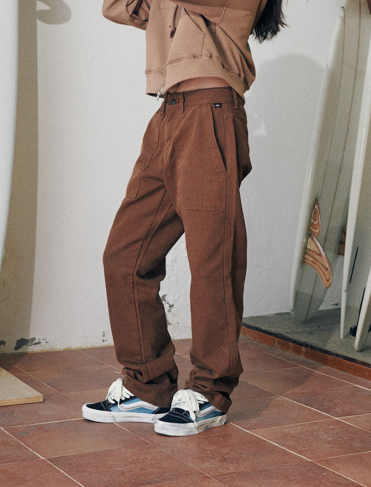 플랫웨이브 인 서울(FLATWAVE IN SEOUL) Pinn Washed Canvas Pants Brown