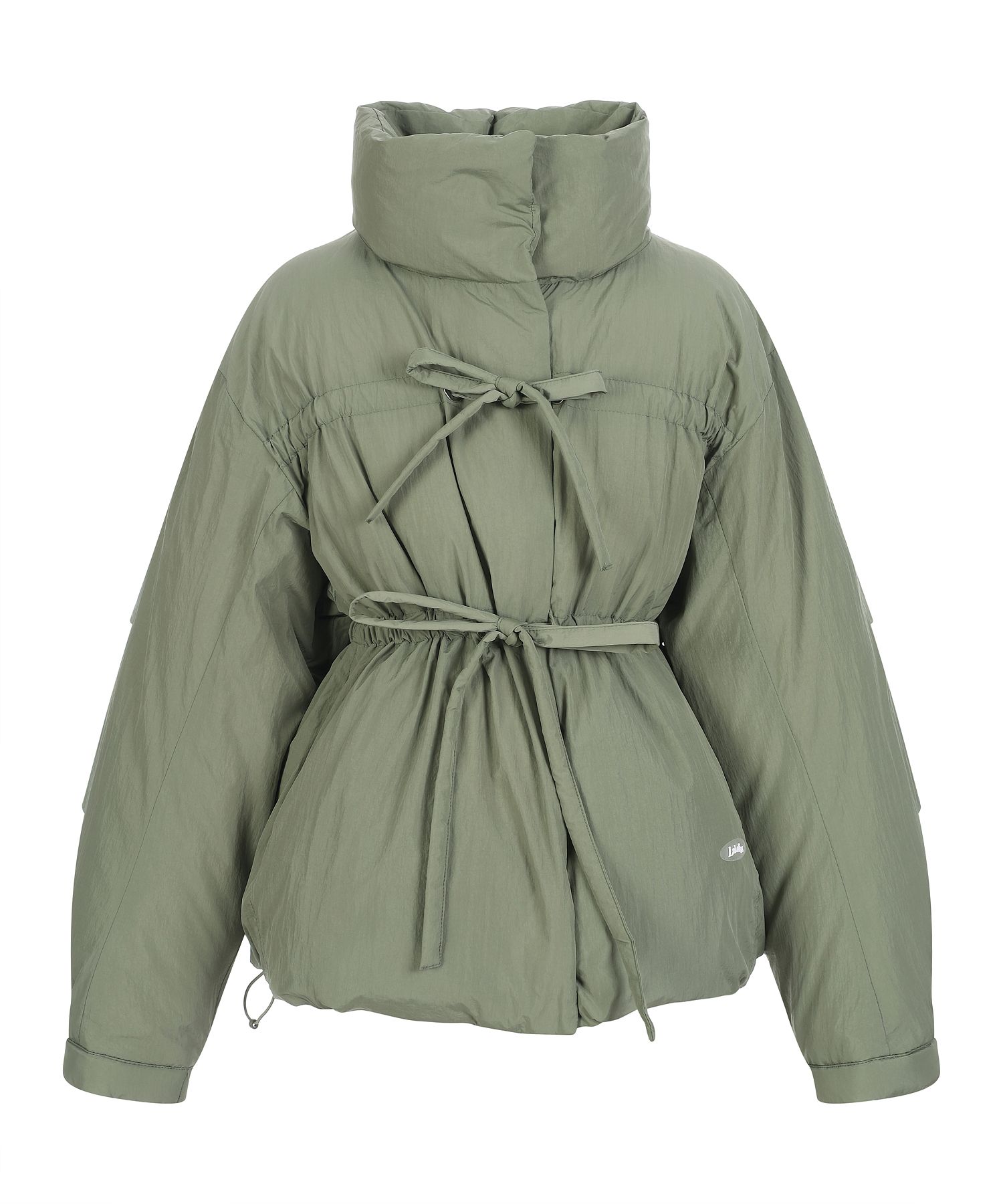 MUSINSA | LALAFOX RIBBON OVERSIZED DOWN JACKET KHAKI BQ4NZ001