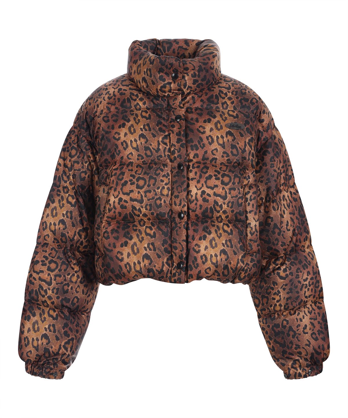라라폭스(LALAFOX) LEOPARD PRINT CROPPED DOWN JACKET BROWN BQ4NZ002