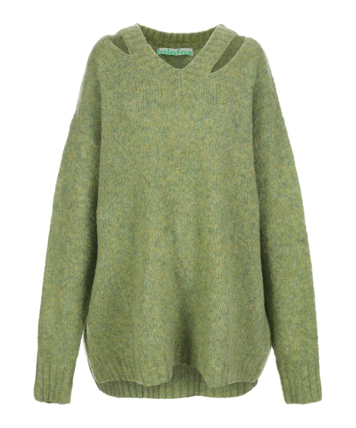 라라폭스(LALAFOX) KNIT NECK SLIT OVERSIZED T-SHIRT LIGHTGREEN BQ4KL002