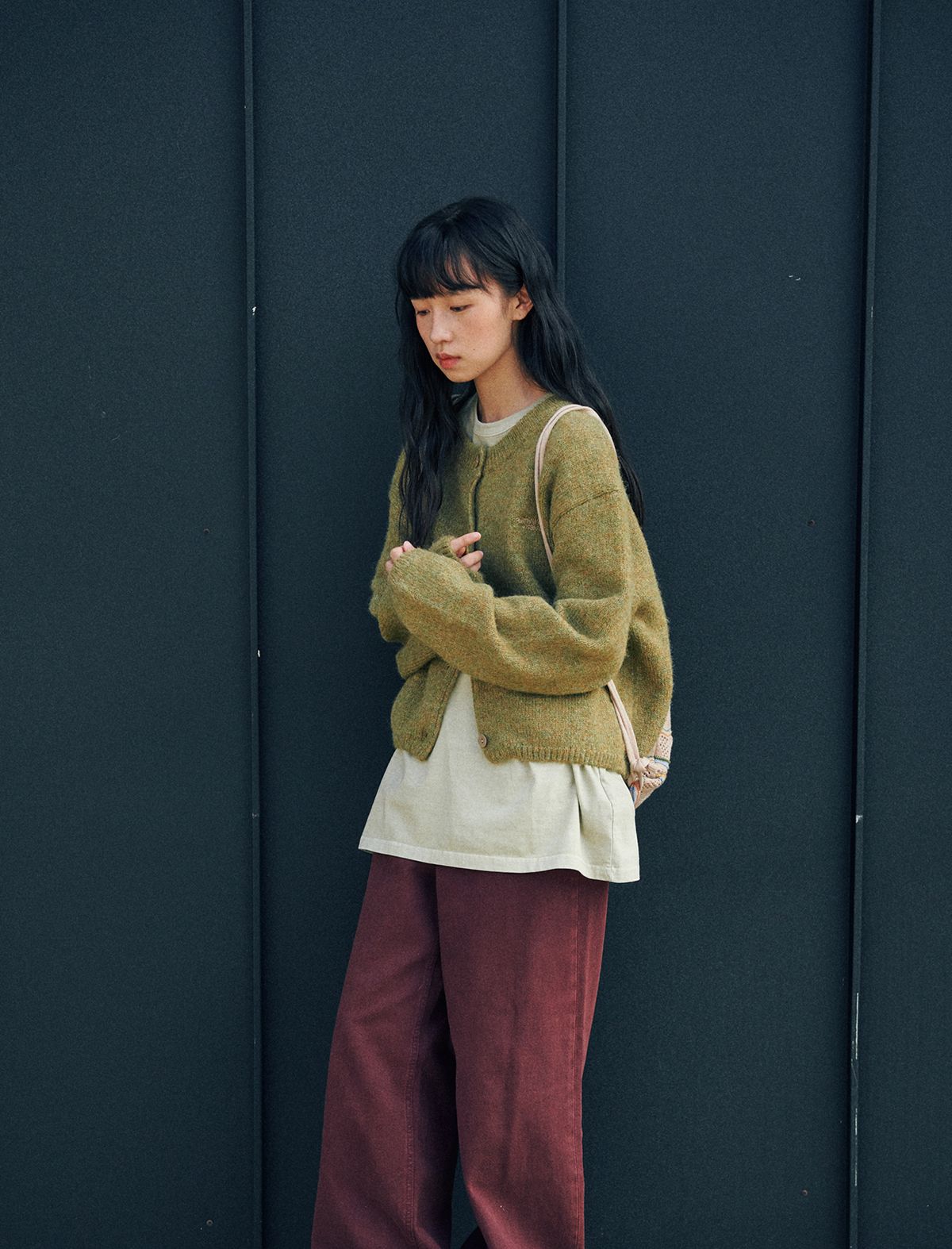 플랫웨이브 인 서울(FLATWAVE IN SEOUL) Ebbe Mild Wool Cardigan Khaki