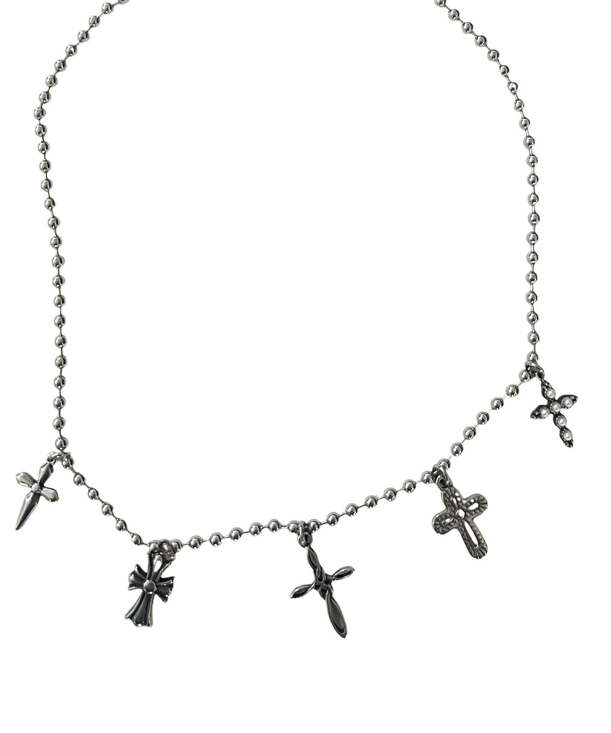 스케이터락(SK8ER ROCK) Multy Cross Ball Chain Surgical Steel Necklace ((steel))