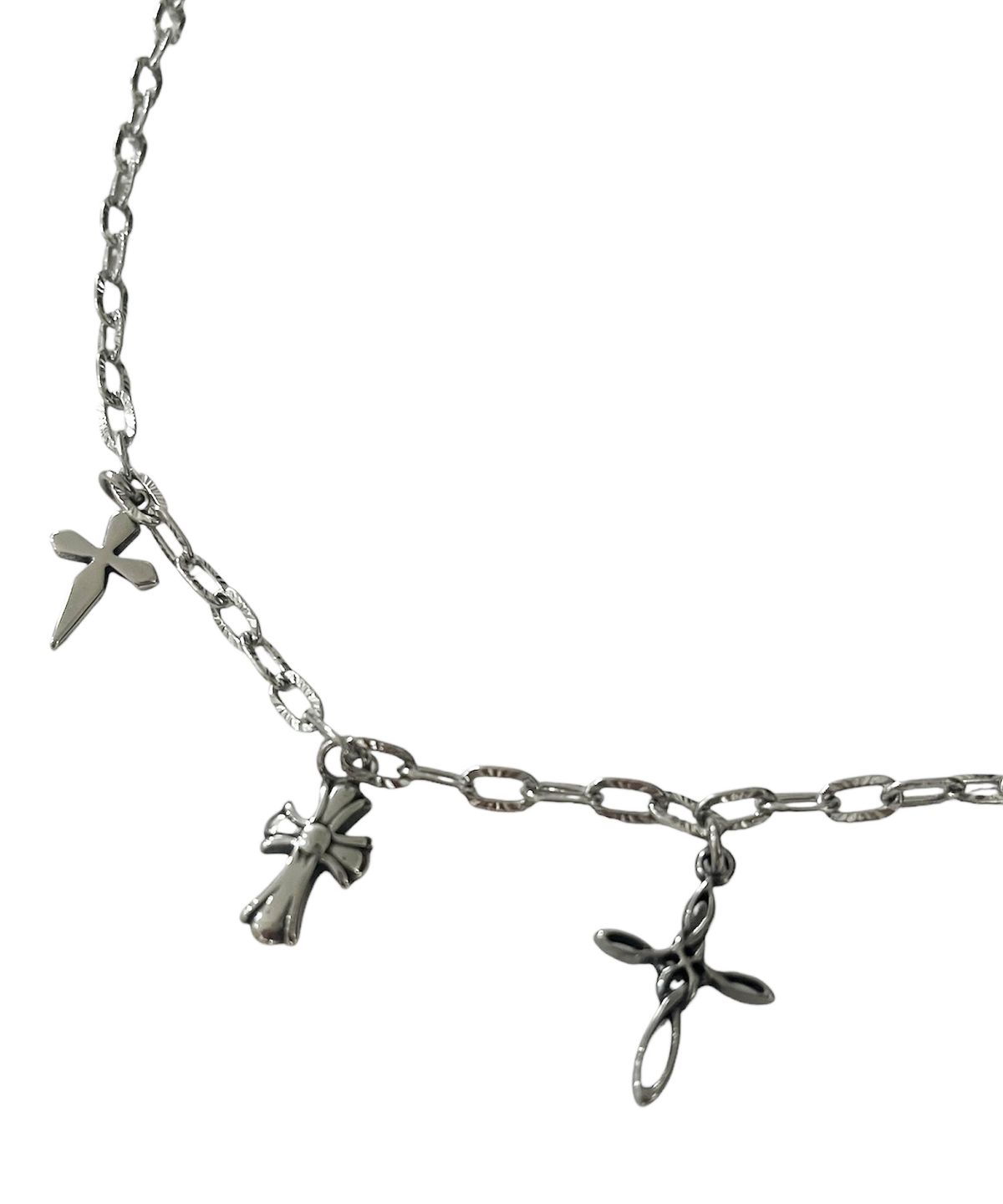 스케이터락(SK8ER ROCK) Multy Cross Ovallink Chain Surgical Steel Necklace ((Steel))