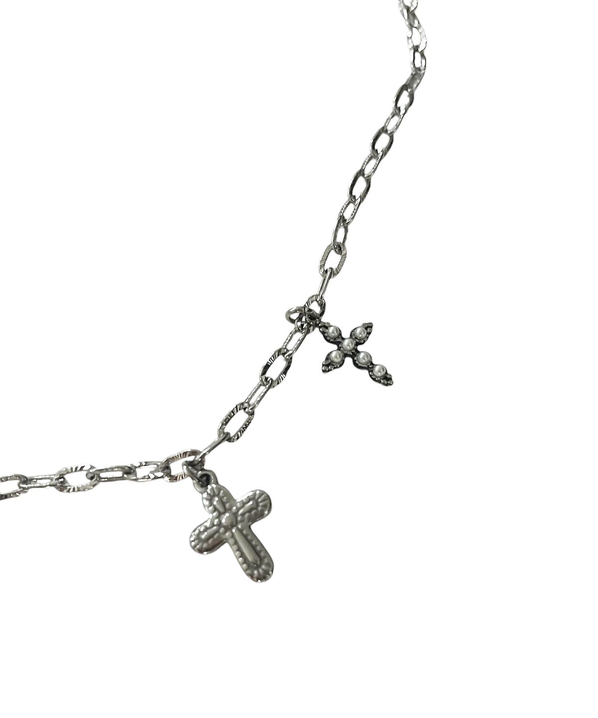 스케이터락(SK8ER ROCK) Multy Cross Ovallink Chain Surgical Steel Necklace ((Steel))