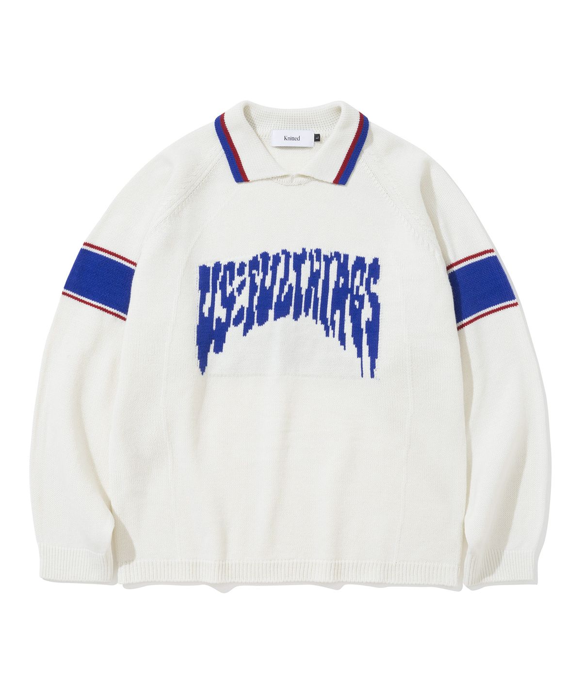 니티드(KNITTED) 바시티 자카드 카라 니트 OFF WHITE