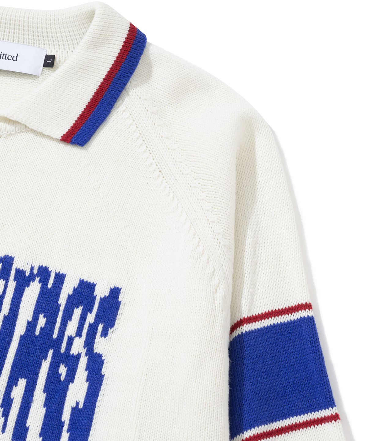 니티드(KNITTED) 바시티 자카드 카라 니트 OFF WHITE