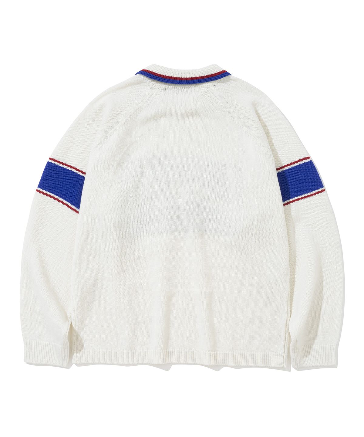 니티드(KNITTED) 바시티 자카드 카라 니트 OFF WHITE