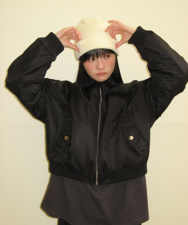 RONRON ♥ INNER POINTED BOMBER MA-1 JUMPER MUSINSA | RONRON INNER POINTED BOMBER MA-1 JUMPER BLACK