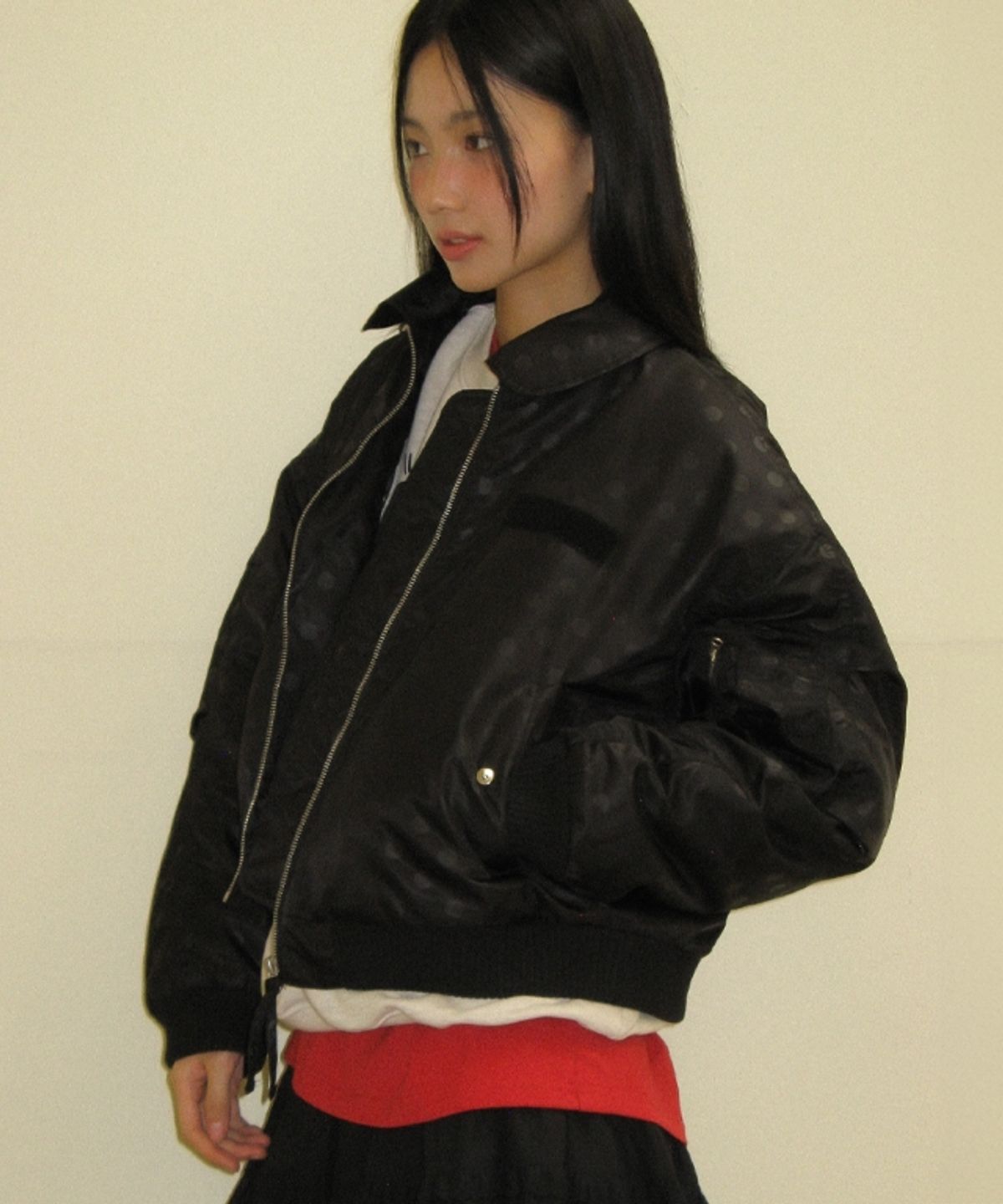론론(RONRON) INNER POINTED BOMBER MA-1 JUMPER DOT BLACK