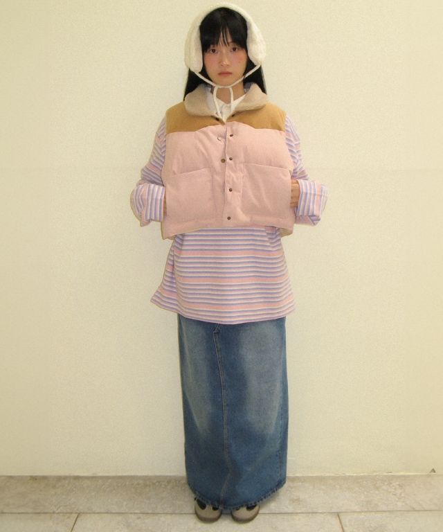 RONRON ♥ SUEDE BLOCK PADDING VEST /追跡付 RONRON ♥ SUEDE BLOCK PADDING VEST /追跡付