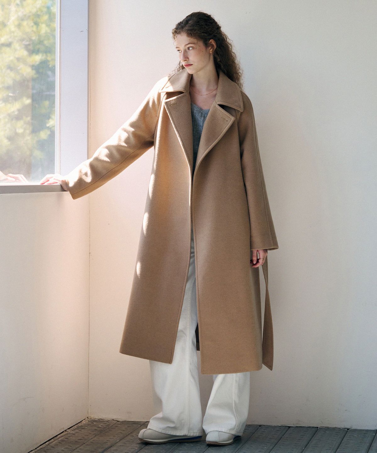 드로우핏 우먼(DRAWFIT WOMEN) 소프트 캐시미어 더블 랩 발마칸 코트 [M.GREY]
