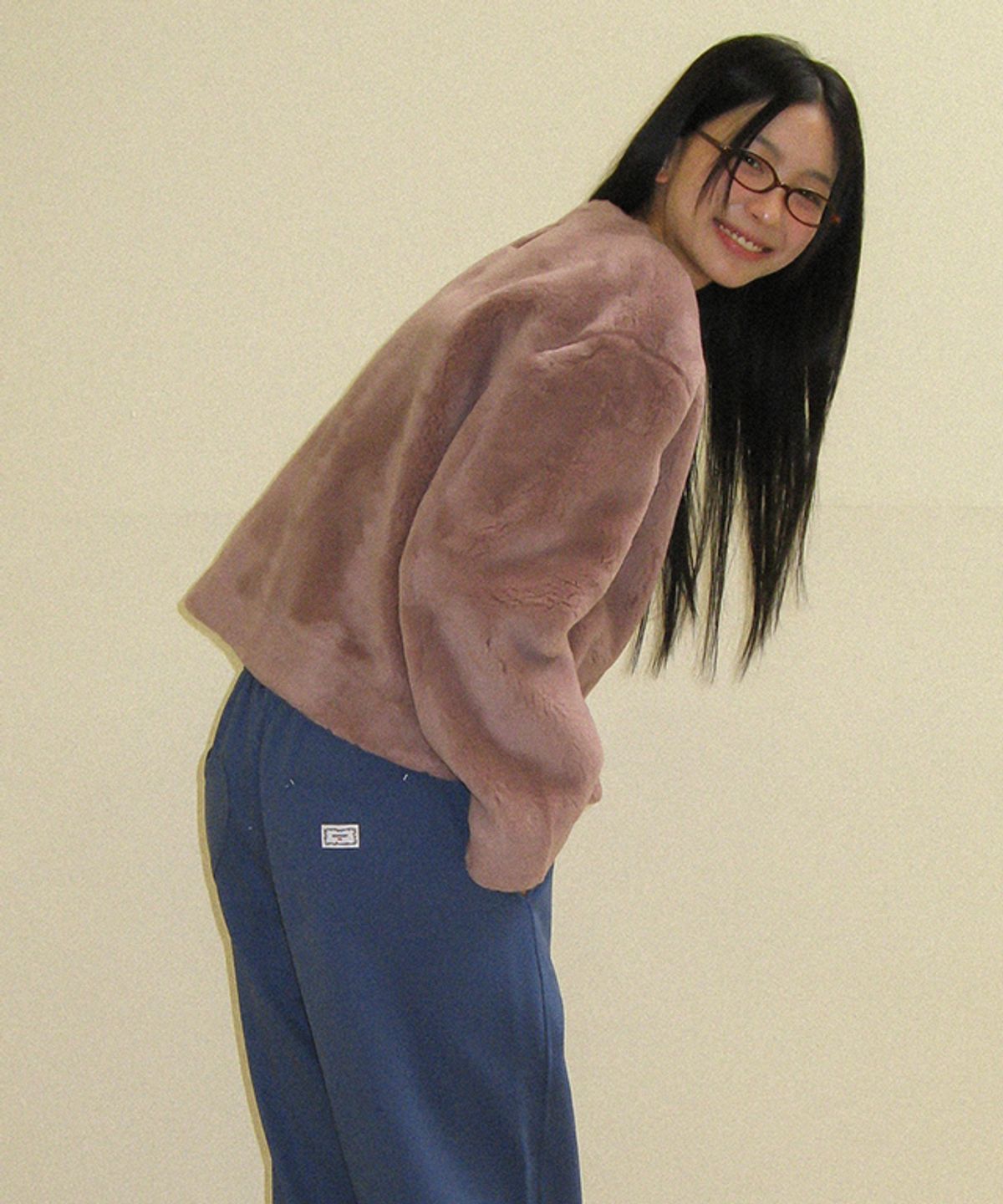 론론(RONRON) SUEDE FUR MUSTANG JACKET DUSTY PINK