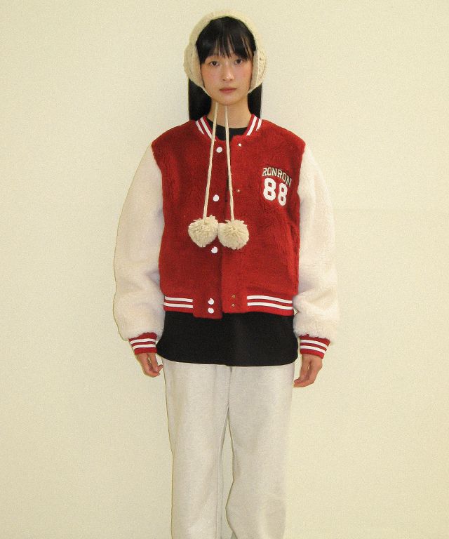 ★RONRON★ BACK PATCH 88 DUMBLE MUSTANG VARSITY JACKET RED R BACK PATCH 88 DUMBLE MUSTANG VARSITY JACKET RED - RONRON 론론
