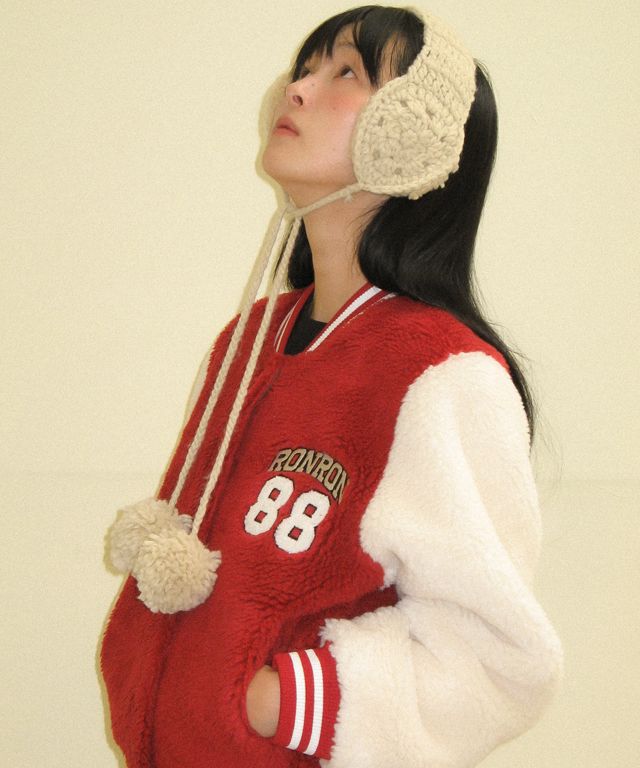 ◇RONRON◇ BACK PATCH 88 DUMBLE MUSTANG VARSITY JACKET RED BACK PATCH 88 DUMBLE MUSTANG VARSITY JACKET RED - RONRON 론론