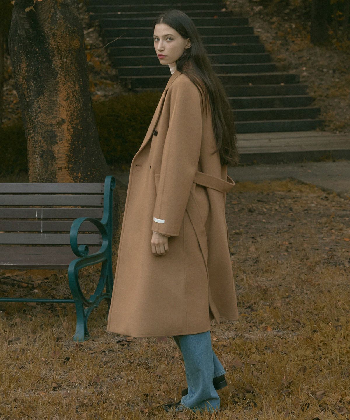 드로우핏 우먼(DRAWFIT WOMEN) 울 핸드메이드 더블 롱코트 [M.GREY]