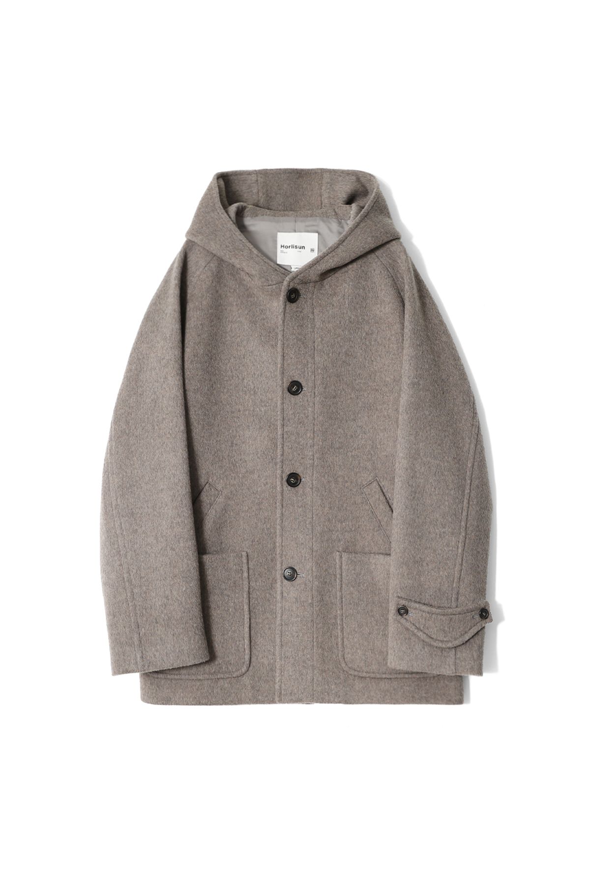 홀리선(HORLISUN) Longgrove Wool Hood Half Coat Melange Beige