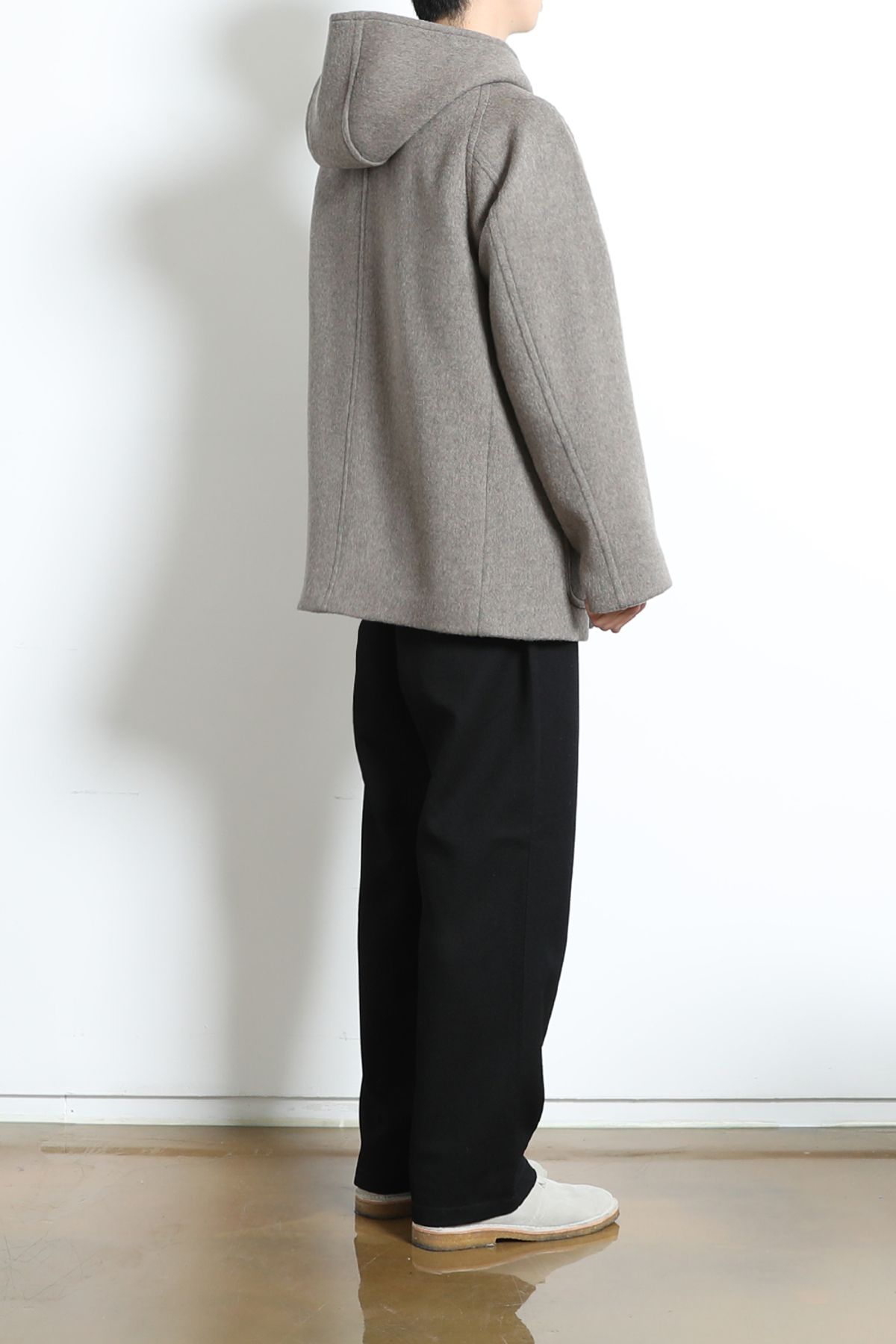 홀리선(HORLISUN) Longgrove Wool Hood Half Coat Melange Beige