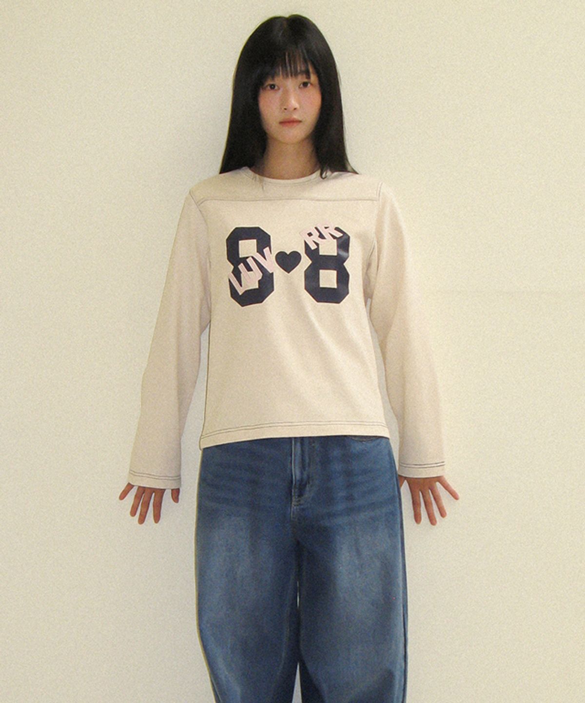 론론(RONRON) 88 LUV RUGBY LONG SLEEVE T SHIRT CREAM