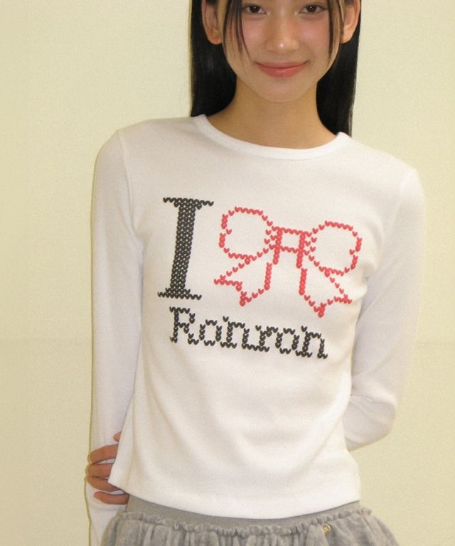 MUSINSA | RONRON I RIBBON SLIM CROP LONG SLEEVE WHITE