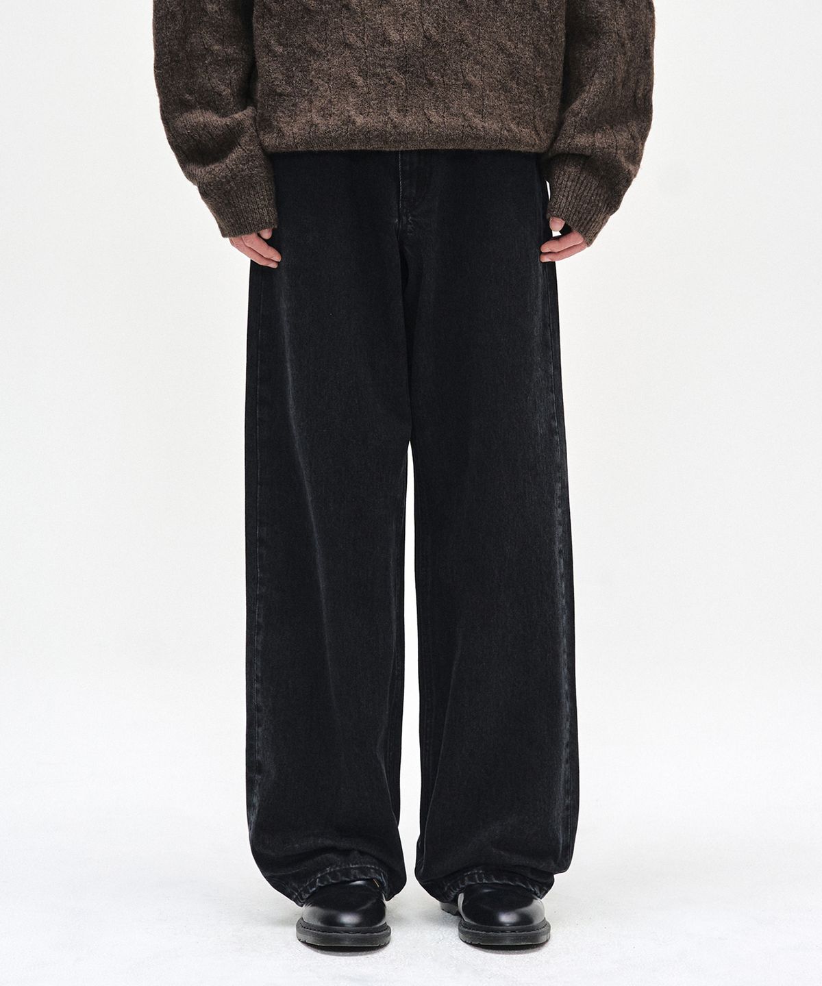 데케트(DECET) [CALIK DENIM]Mid Rise Wide Jeans DCPT027PBlack