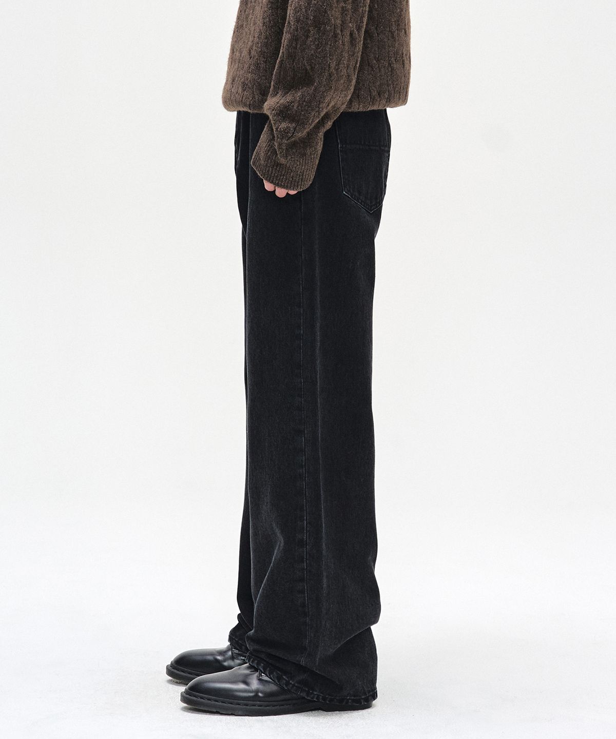 데케트(DECET) [CALIK DENIM]Mid Rise Wide Jeans DCPT027PBlack