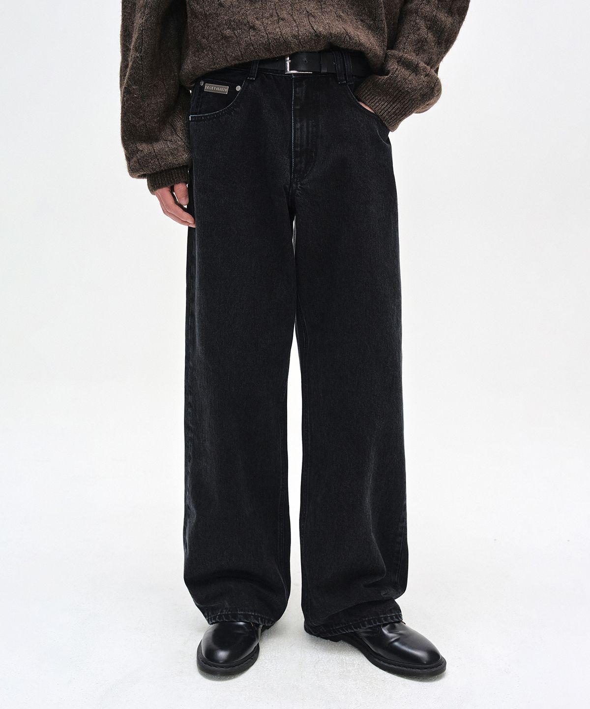 데케트(DECET) [CALIK DENIM]Mid Rise Wide Jeans DCPT027PBlack