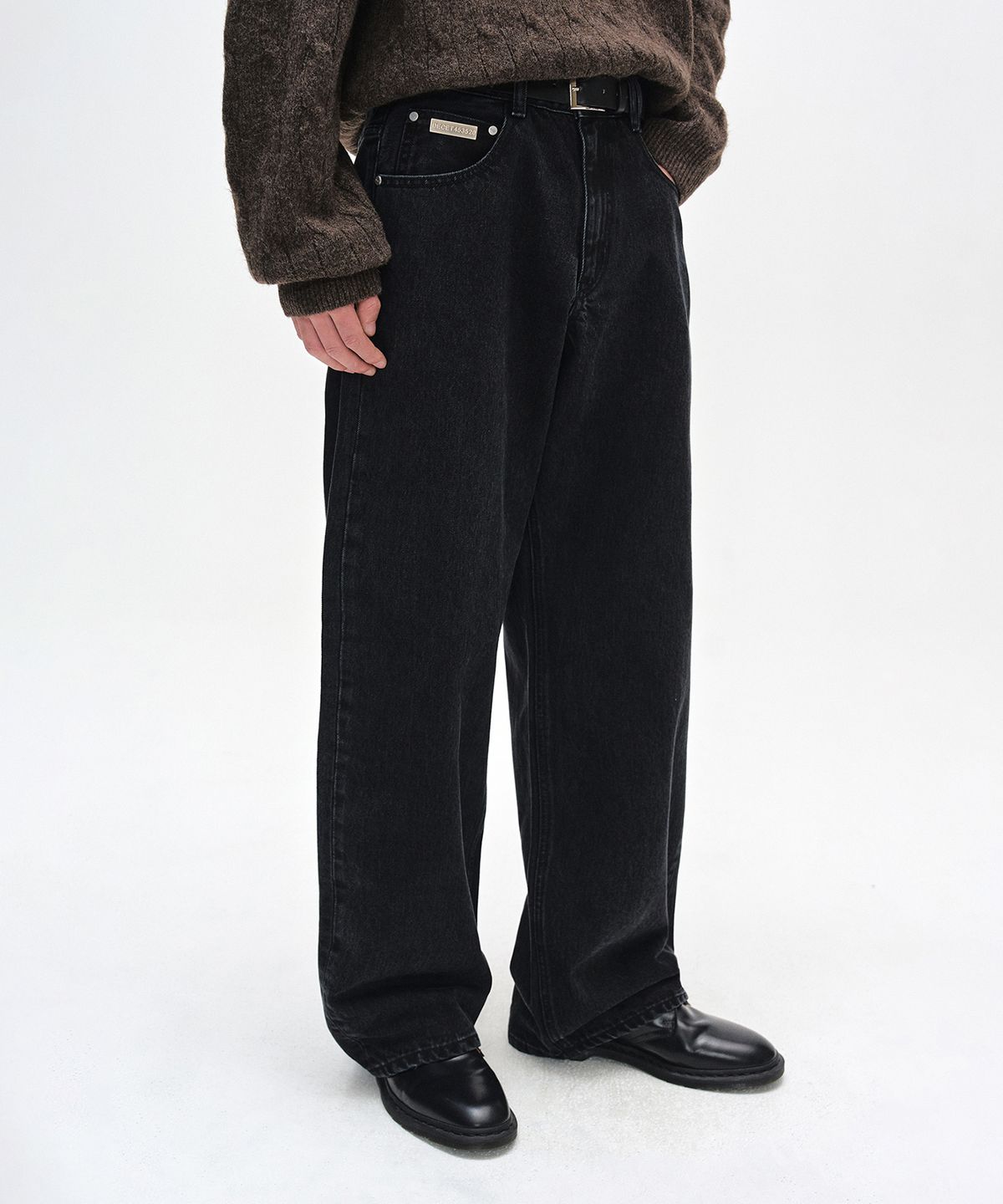 데케트(DECET) [CALIK DENIM]Mid Rise Wide Jeans DCPT027PBlack