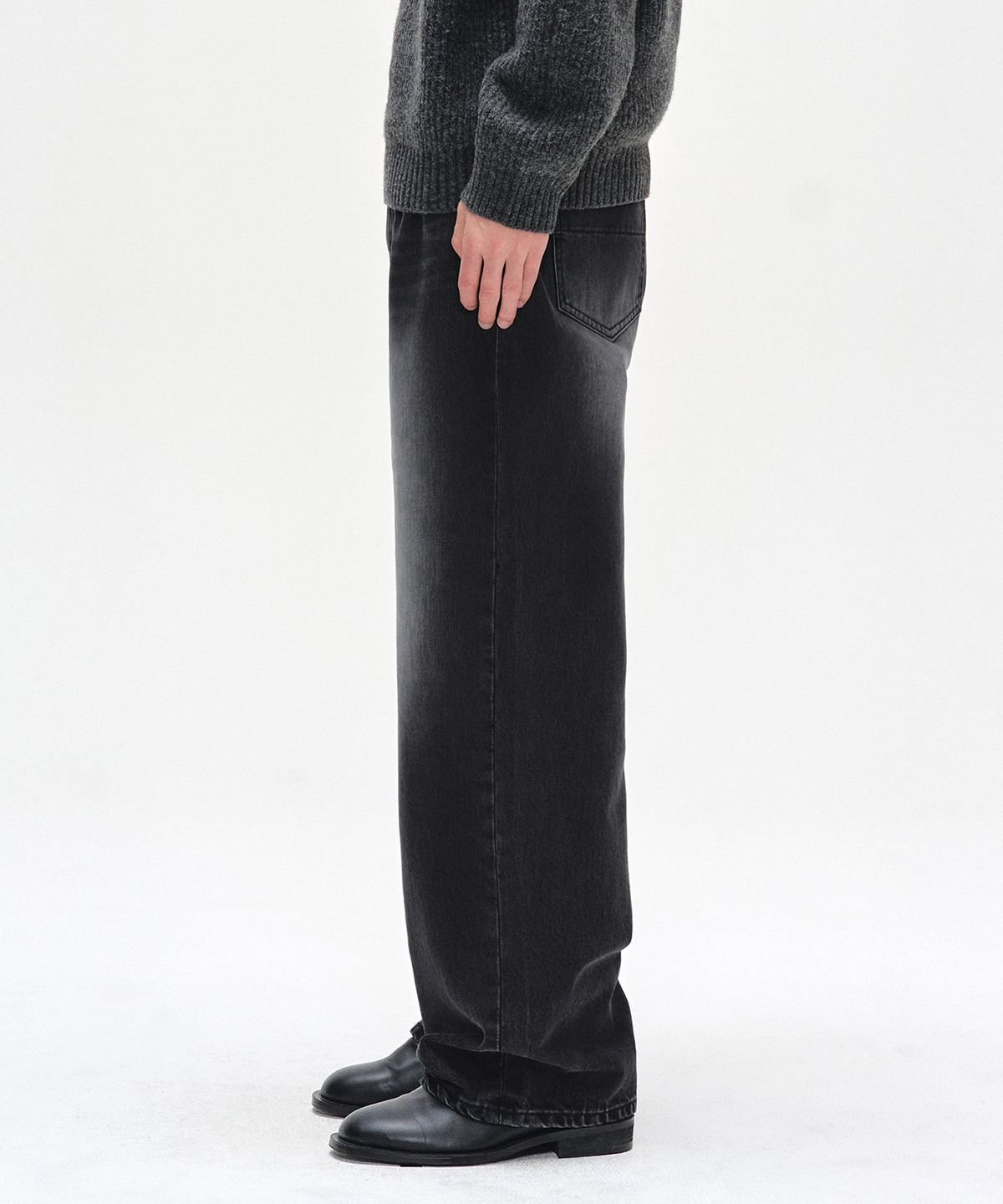 데케트(DECET) [CALIK DENIM]Mid Rise Wide Jeans DCPT027PBlackB