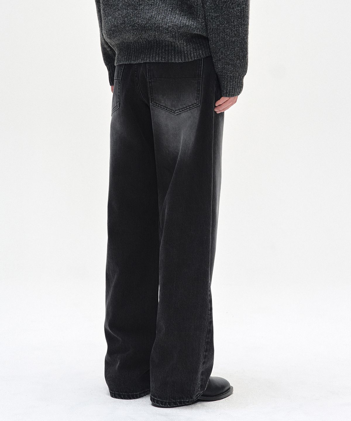 데케트(DECET) [CALIK DENIM]Mid Rise Wide Jeans DCPT027PBlackB