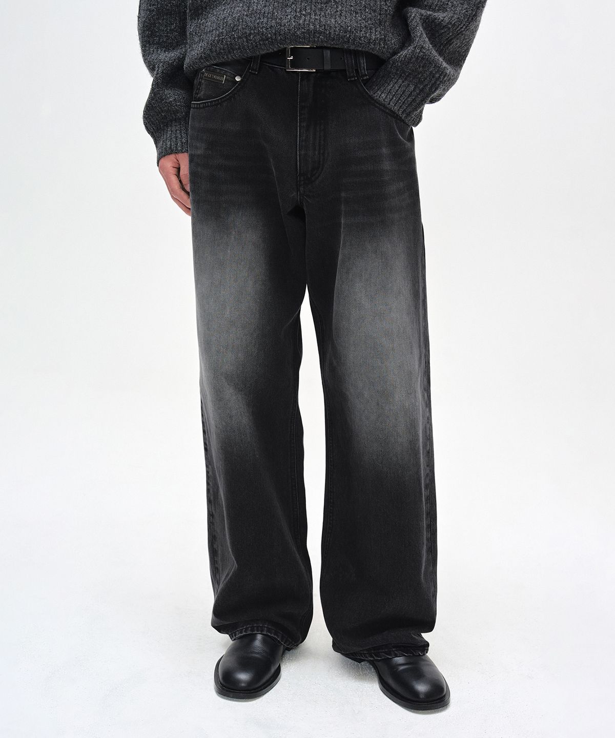 데케트(DECET) [CALIK DENIM]Mid Rise Wide Jeans DCPT027PBlackB