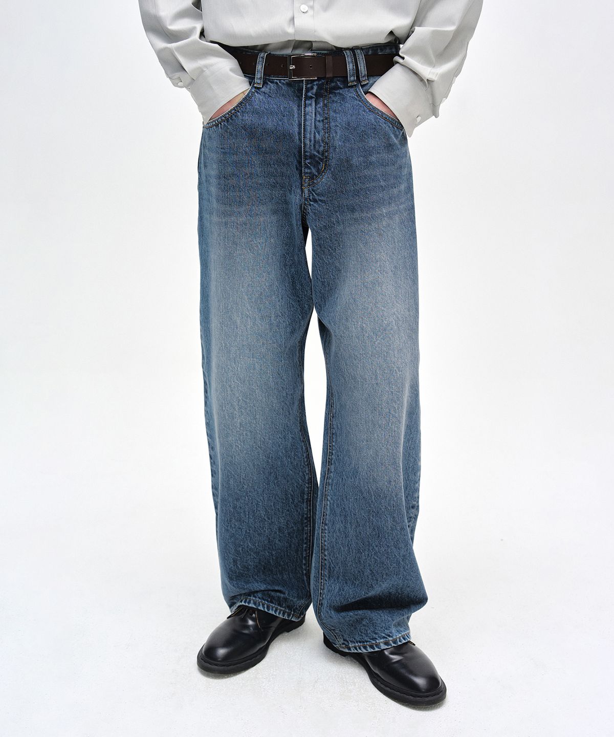 데케트(DECET) [CALIK DENIM]Mid Rise Wide Jeans DCPT027PBlueB