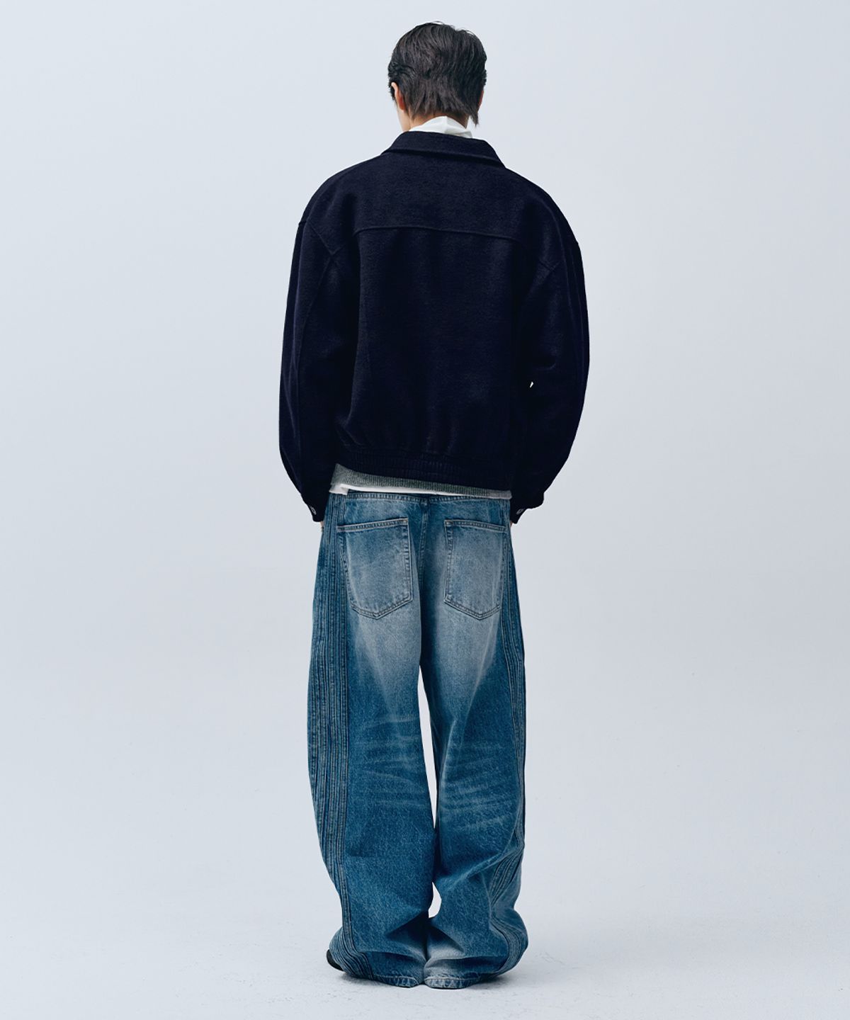 인템포무드(INTEMPOMOOD) 패치 포켓 울 블루종_네이비