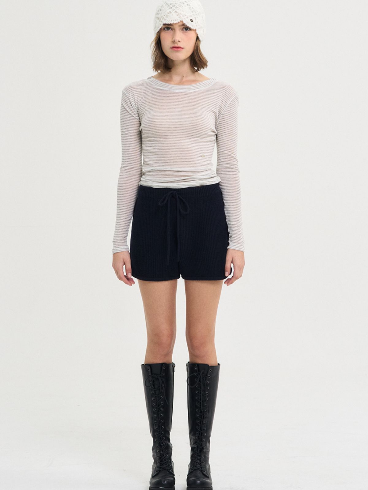 쏘리, 투 머치 러브(SORRY, TOO MUCH LOVE) Ciara Stripe Wool T-Shirt_Ivory