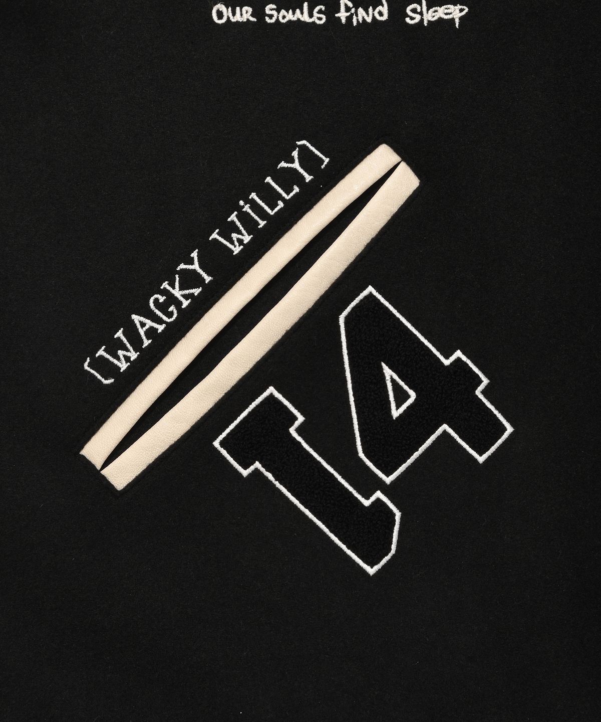 와키윌리(WACKY WILLY) 패치워크 바시티 자켓 블랙