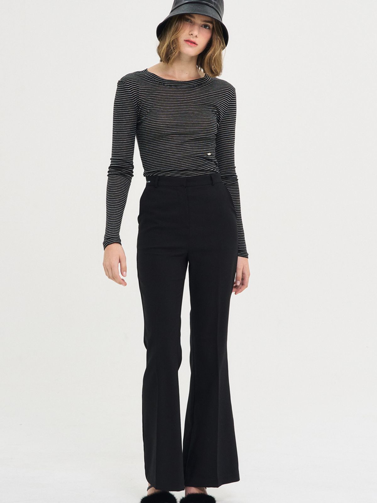 쏘리, 투 머치 러브(SORRY, TOO MUCH LOVE) Ciara Stripe Wool T-Shirt_Black