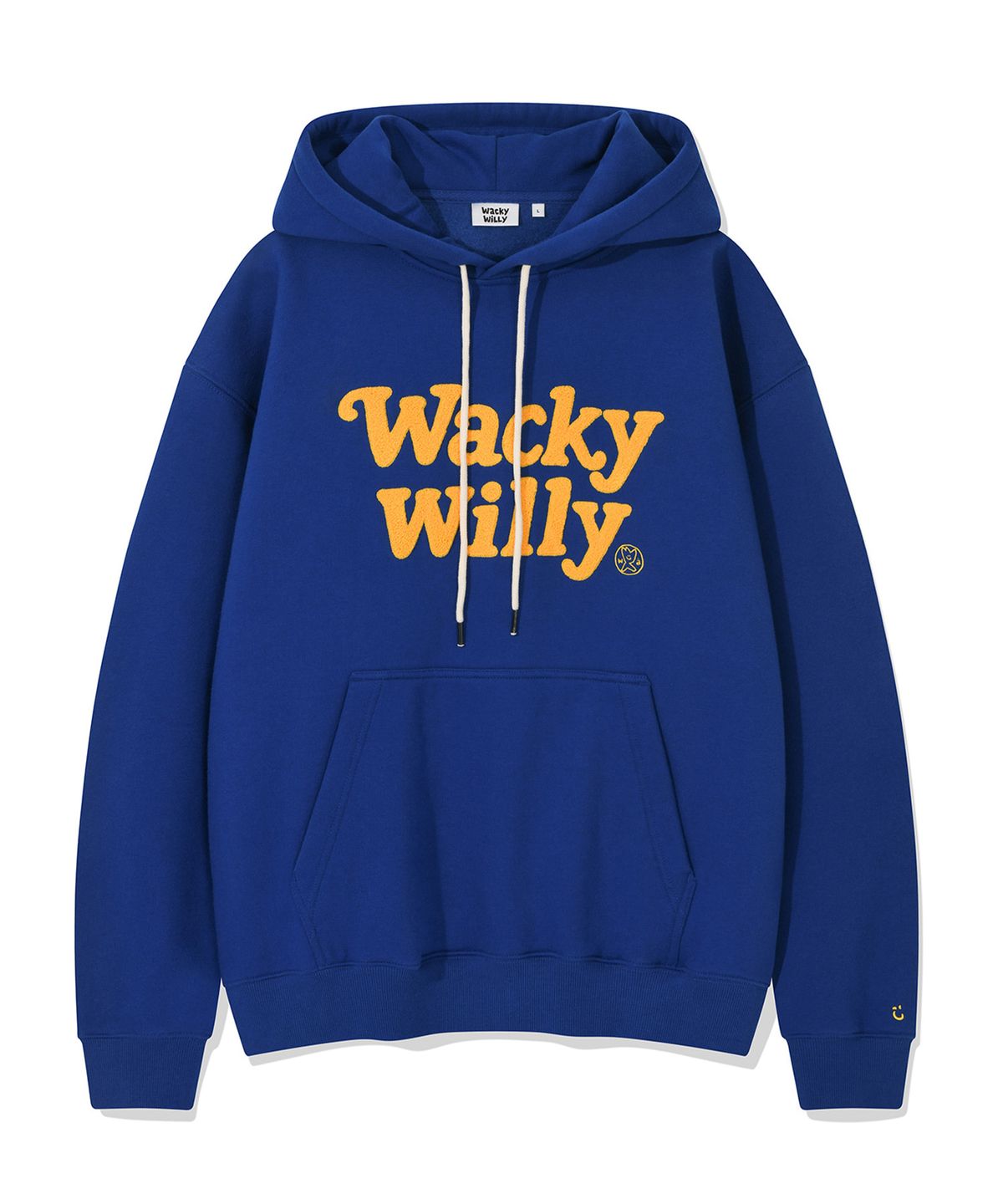 와키윌리(WACKY WILLY) 타이포 부클 기모 후드 블루