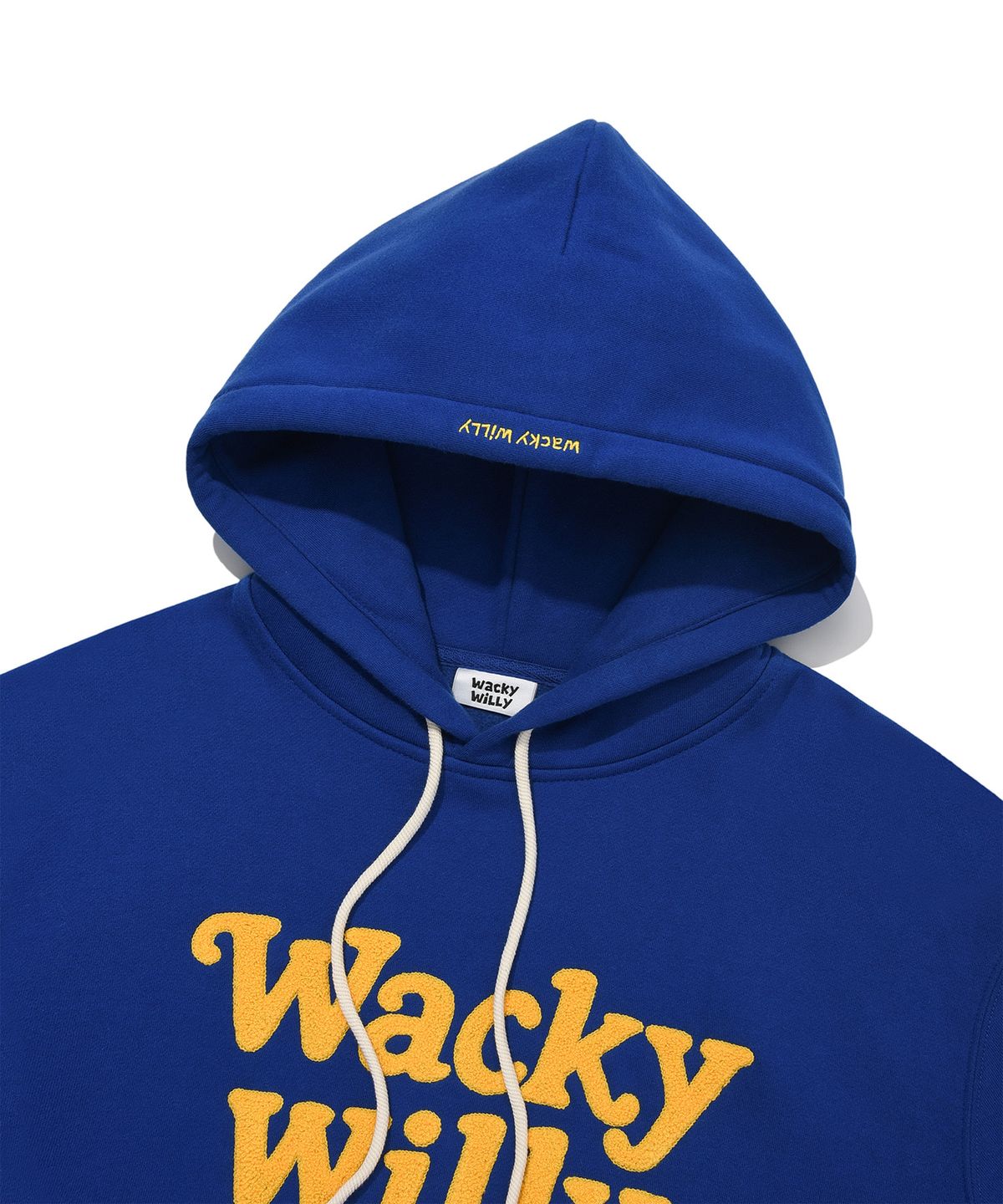 와키윌리(WACKY WILLY) 타이포 부클 기모 후드 블루