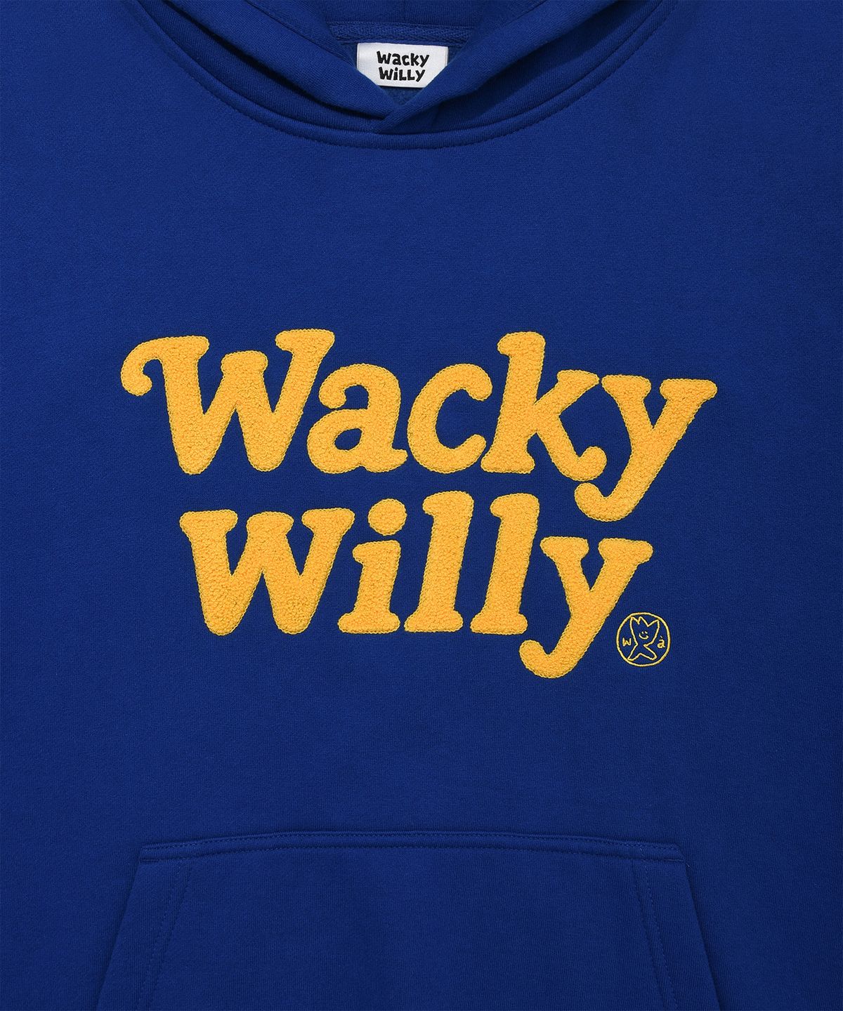 와키윌리(WACKY WILLY) 타이포 부클 기모 후드 블루